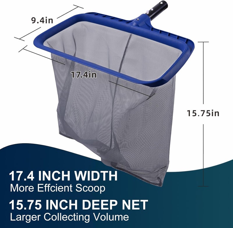 POOLAZA Pool Skimmer Net, Larger Capacity Pool Net Skimmer with Durable Deep Net, Sturdy Frame Pool Nets for Cleaning Effortlessly, High-Efficiency Pool Leaf Net with Easy Scoop Edges - Image 5